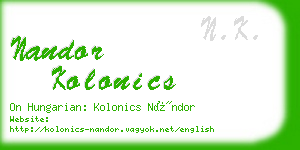 nandor kolonics business card